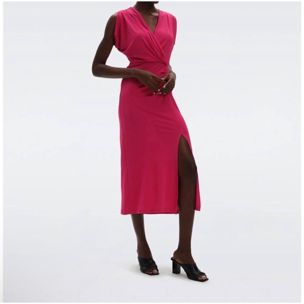 Diane von Furstenberg Williams Wrap-Effect Midi Dress – Fuchsia sz Small New